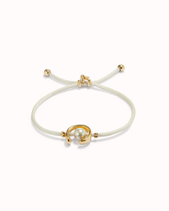18K gold-plated cream thread bracelet with shell pearl accessory